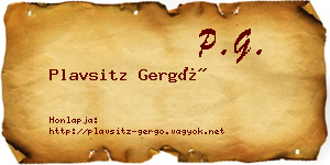 Plavsitz Gergő névjegykártya